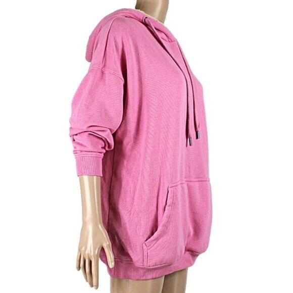 American Eagle Hoodie Sweatshirt Pullover Faux Fur Lined Pink Women’s Small - Picture 2 of 9